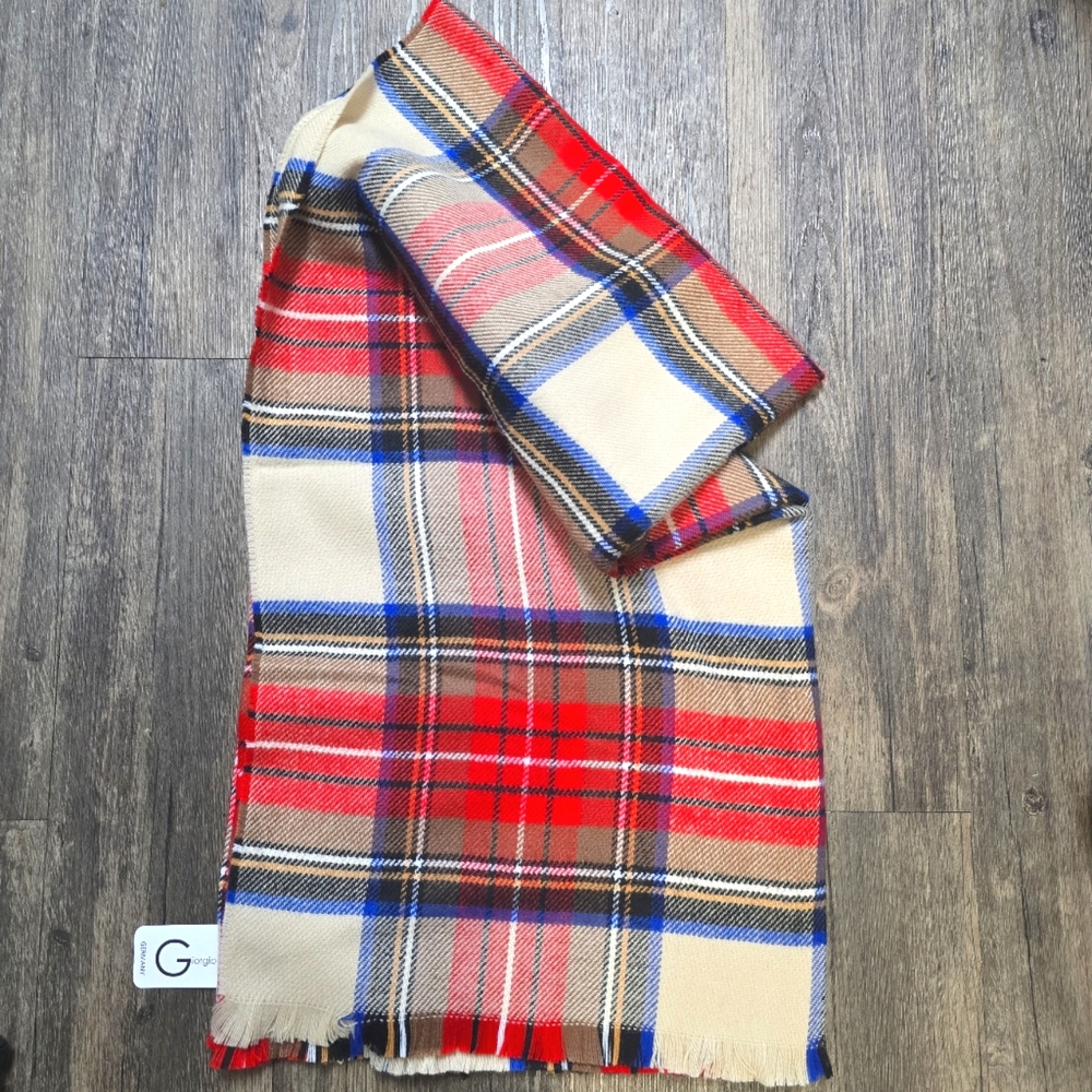 Holiday Check Christmas Scarf Afgan Wrap